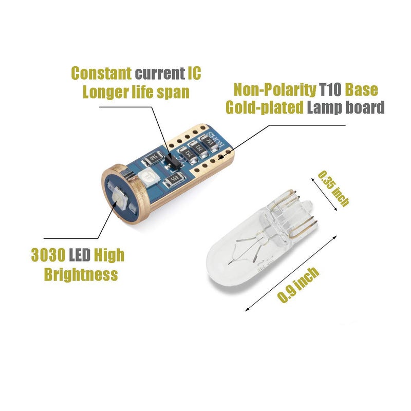 iBrightstar Extremely Bright Wedge T10 168 194 LED Bulbs for Car Interior Dome Map Door Courtesy License Plate Lights, Blue - Image 3